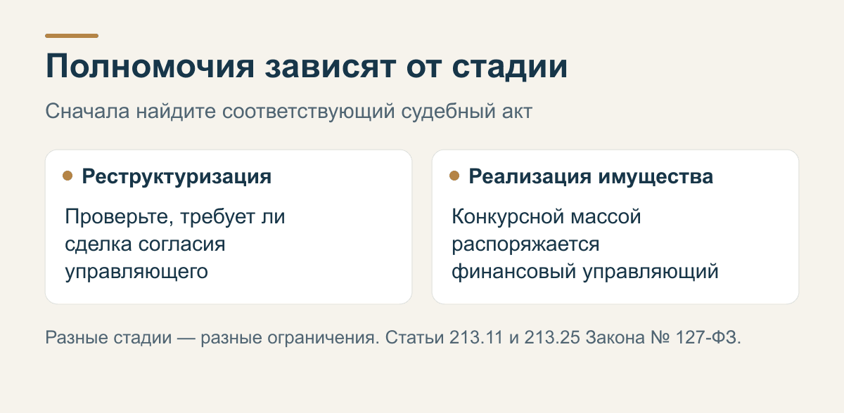 Различие полномочий при реструктуризации долгов и реализации имущества гражданина